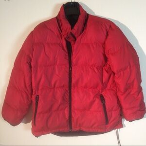 Lands End Down Reversible Red Black Puffer *STAINS